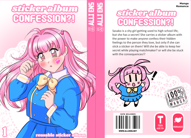 fake manga sticker album cover! clip paint, digital 